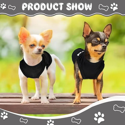 4 Pack Dog Clothes for Small Dog Black Puppy Clothes Soft Chihuahua Clothes K9 Boss Security Pattern Small Dog Shirt Summer Autumn Pet Clothing (Black, Small)