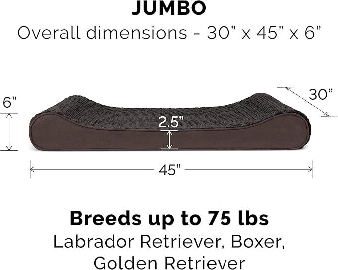 Furhaven Replacement Dog Bed Cover Ultra Plush Faux Fur & Suede Contour Luxe Lounger