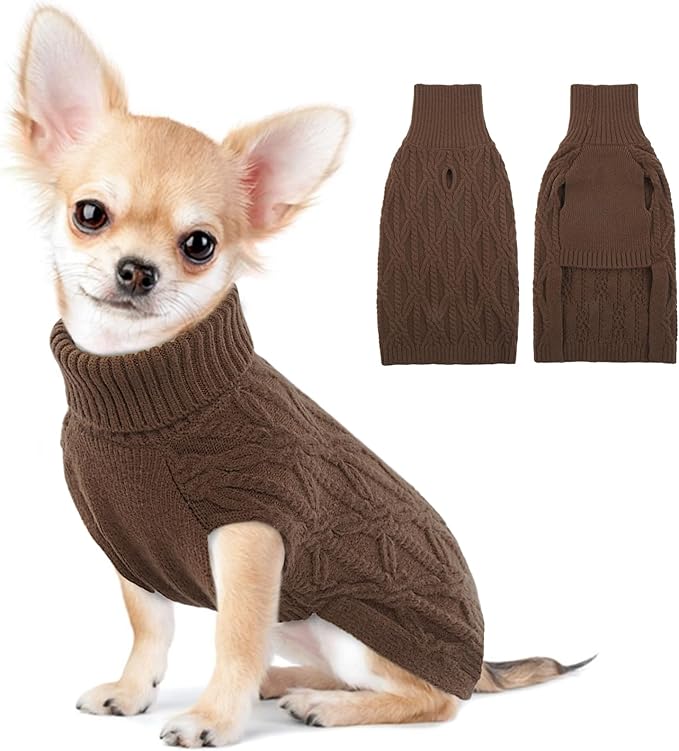 BRKURLEG Thermal Knitted Dog Sweater for Small Dog