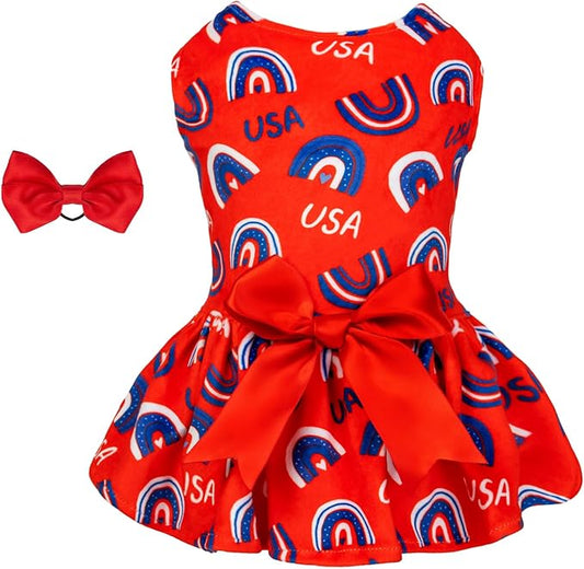 CuteBone Dog Dresses Velvet 4th of July Small CVA37S