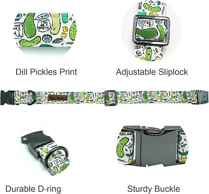 Summer Dog Collar, Big Dill Print Pet Collar Durable Metal Collar Dog Cute Green Boy Dog Collars Adjustable Dog Collar for Small Medium Large Dogs