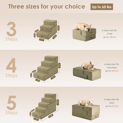 EHEYCIGA Dog Stairs for Small Dogs 13.5" H 3-Step Dog