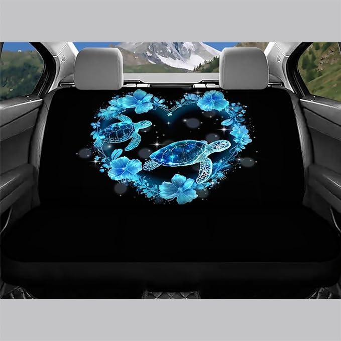 AFPANQZ Sea Turtle Print Car Rear Seat Covers 2Pcs Blue