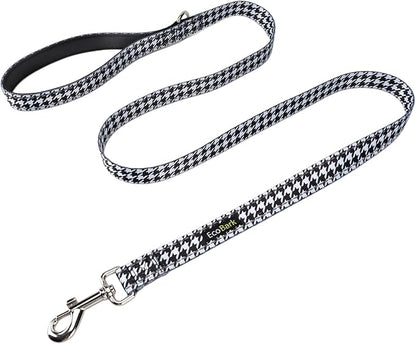 EcoBark Dog Leash - 4 FT / 5 FT / 6 FT Reflective Dog Leash- Eco-Bright Dog Leashes with Padded Handle - Strong Heavy Duty Dog Leash - Nylon Dog Leash for Medium and Large Dogs (Houndstooth Dog Leash)