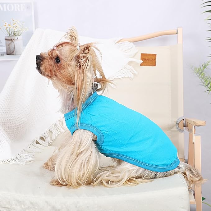 Dog Shirt Vest Clothes for Small Dogs Boy Girl Summer Solid Stretchy Puppy T-Shirts Soft Cool Breathable Lightweight Dog Sweatshirt Pet Cat Outfit