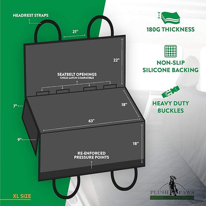 Plush Paws Products Premium Rear Car Seat Protector w/Hammock