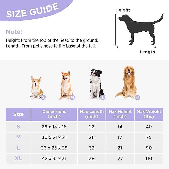 Lesure Soft Collapsible Dog Crate 42 Inch 4-Door Foldable