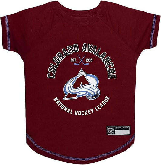 NHL Colorado Avalanche Tee Shirt for Dogs & Cats, X-Small. - Are You A Hockey Fan? Let Your Pet Be An NHL Fan Too!