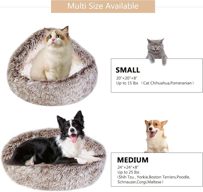 Cozy Dog Bed cat Bed with Cover cave for Small Dogs