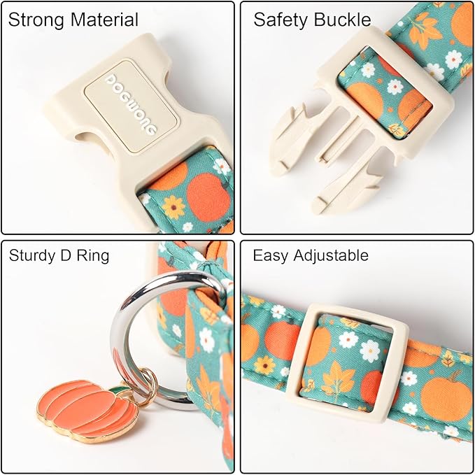 DOGWONG Fall Pumpkin Dog Collar- Cute Fall Holiday
