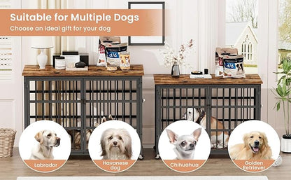 NicBex Dog Crate Furniture Dog Cage with Side Doors Opening