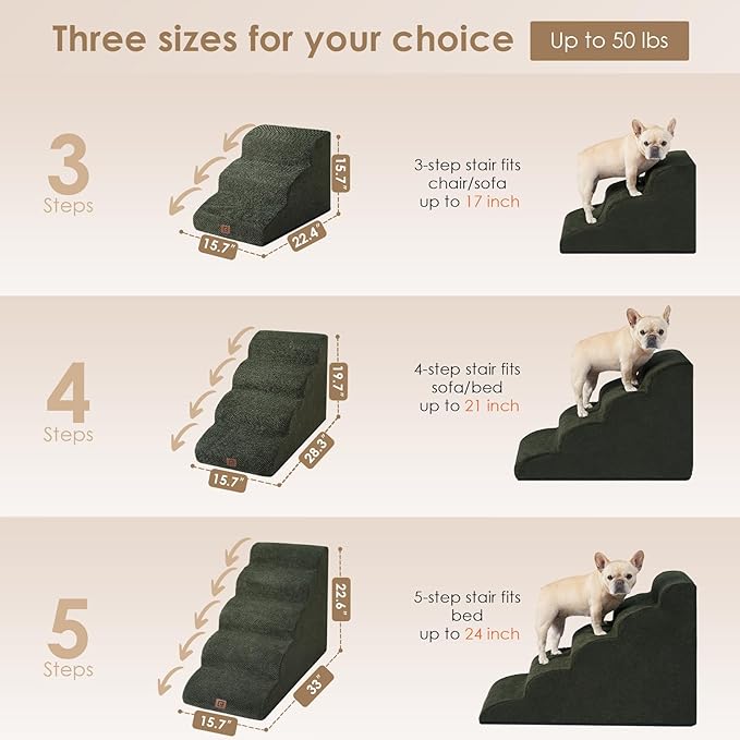 EHEYCIGA Curved Dog Stairs for High Beds 19.7" H 4-Step Dog