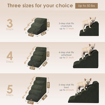 EHEYCIGA Curved Dog Stairs for High Beds 19.7" H 4-Step Dog