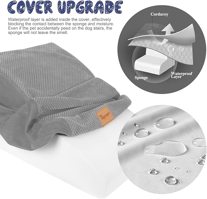 Topmart High Density Extended Foam Dog Ramp&Steps 2 Tiers 11.8" High,Non-Slip