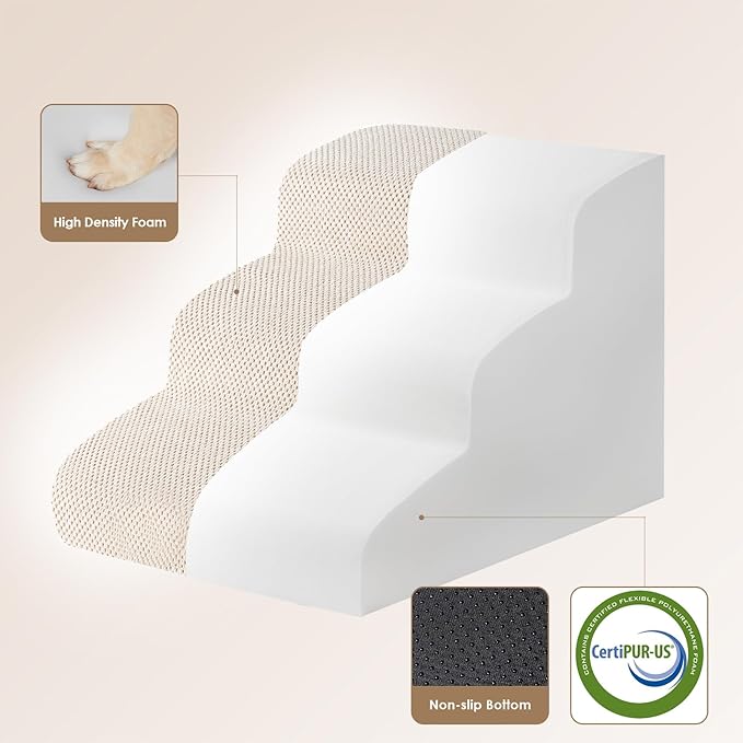 EHEYCIGA Curved Dog Stairs for Small Dogs 15.7" H 3-Step Dog