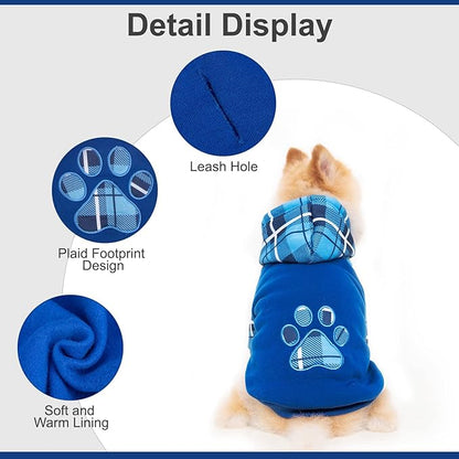 Plaid Dog Hoodie Pet Clothes Sweaters with Hat