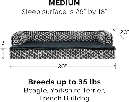 Furhaven Orthopedic Dog Bed for Medium/Small Dogs w/ Removable Bolsters & Washable Cover 35 lbs
