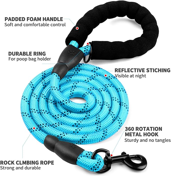 COOYOO Dog Leash 5/6 FT with Comfortable Padded
