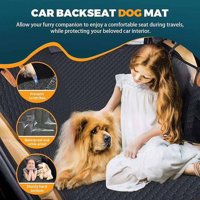 Dog Car Seat Cover for Back Seat Hard Bottom Heavy Seat Extender for Dogs