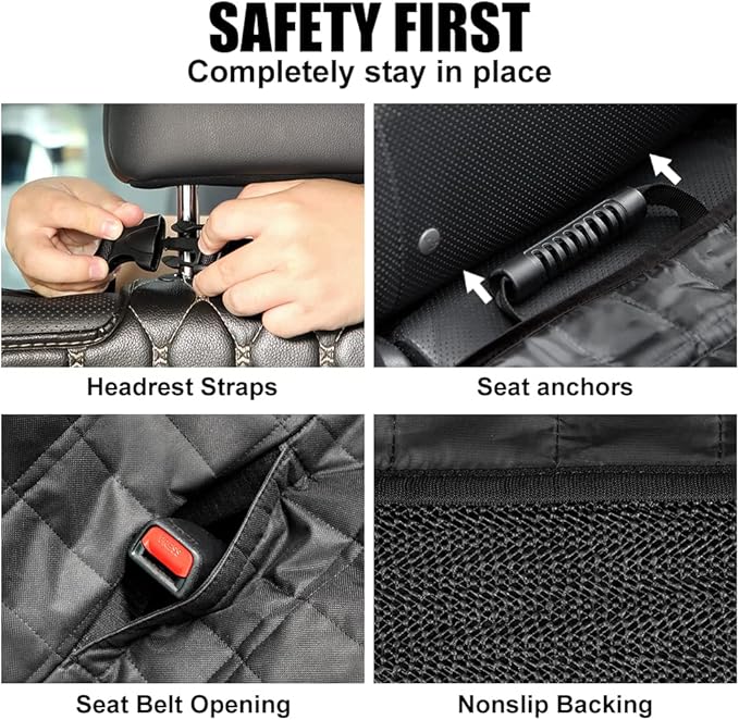 PLUTUS PET Dog Car Seat Cover for Back Seat with Side Flaps and Mesh Window