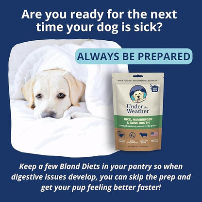 Under the Weather Easy to Digest Bland Diet for Sick Dogs - Always Be Ready - Contains Electrolytes - Gluten Free, All Natural, Freeze Dried 100% Human Grade Meats - Hamburger, Rice & Bone Broth