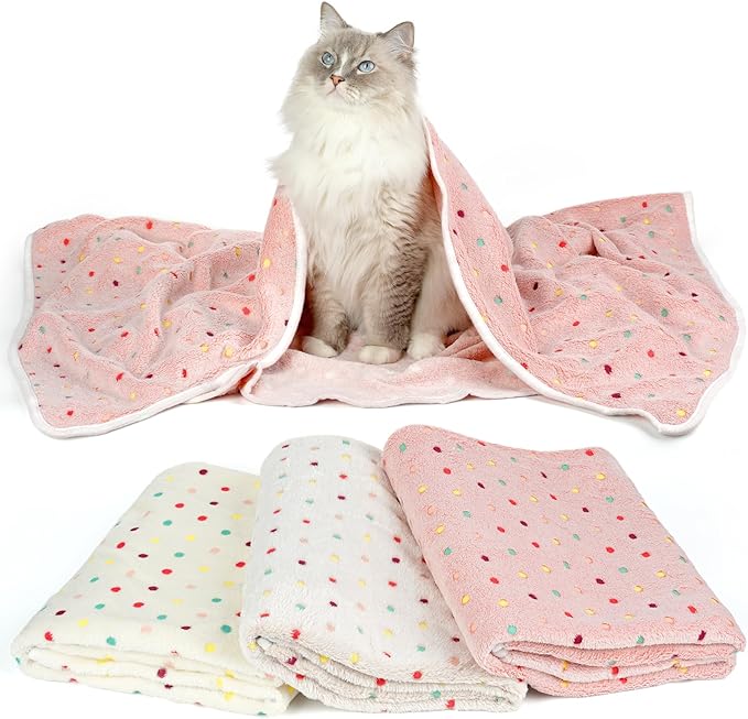 PJYuCien Blankets 1 Pack 3 - Fluffy Premium Fleece Flannel Throw Dog Blanket, Soft Warm Cute Print Cat Blanket, 30"x20" Pet Blankets for Small Medium Dog Cat Puppy