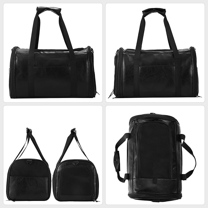 Fashion Leather Dog Carrier Cat Carrier Airline Approved Pet Carrier for Small Medium Dogs Cats Under 15Lbs