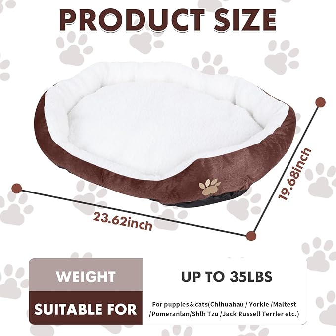 ShellKingdom Medium Dog Bed 35lbs, 23.62 19.68INCH (Coffee)