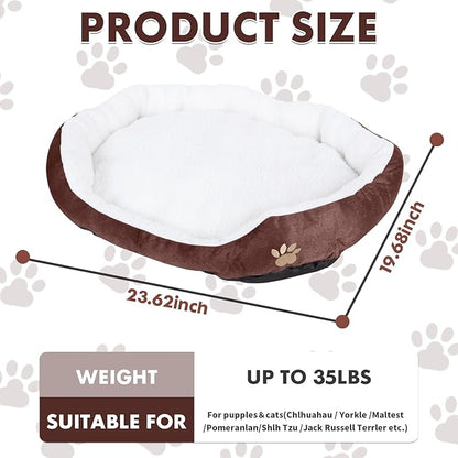 ShellKingdom Medium Dog Bed 35lbs, 23.62 19.68INCH (Coffee)