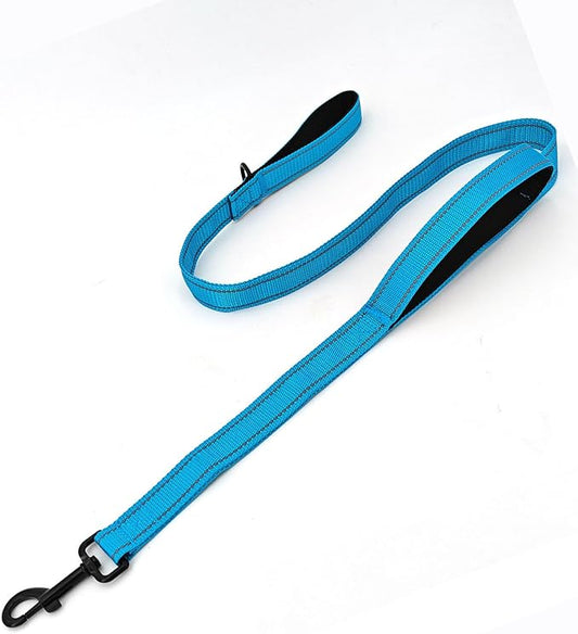 Solmoony 4FT Blue Strong Dog Leash with 2 Padded Handles 4FT)