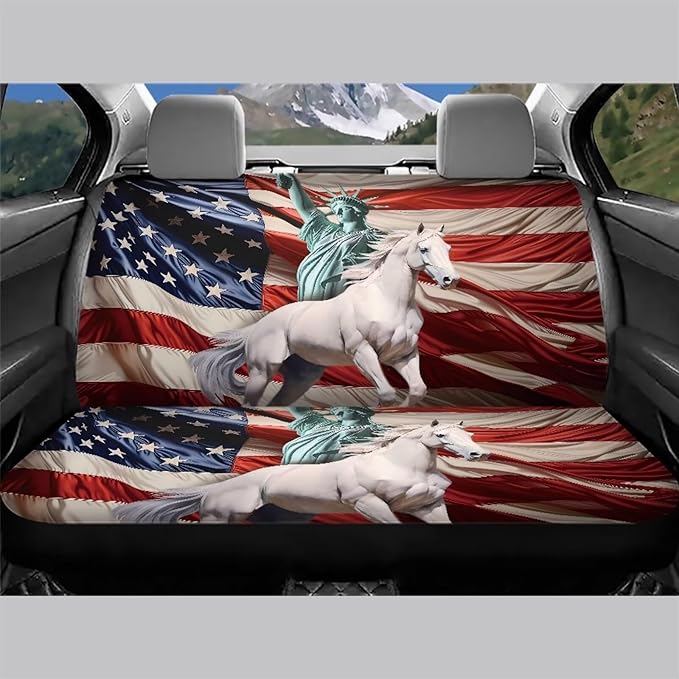 AFPANQZ State of Liberty Car Rear Seat Cover Non-Slip Stretch Universal Fit