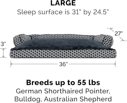 Furhaven Pillow Dog Bed for Large/Medium Dogs w/ Removable Bolsters & Washable Cover