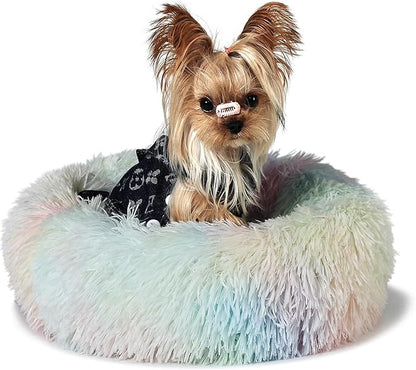 Fluffy Rainbow Dog Bed Extra Small Washable 15 inches 5 lbs