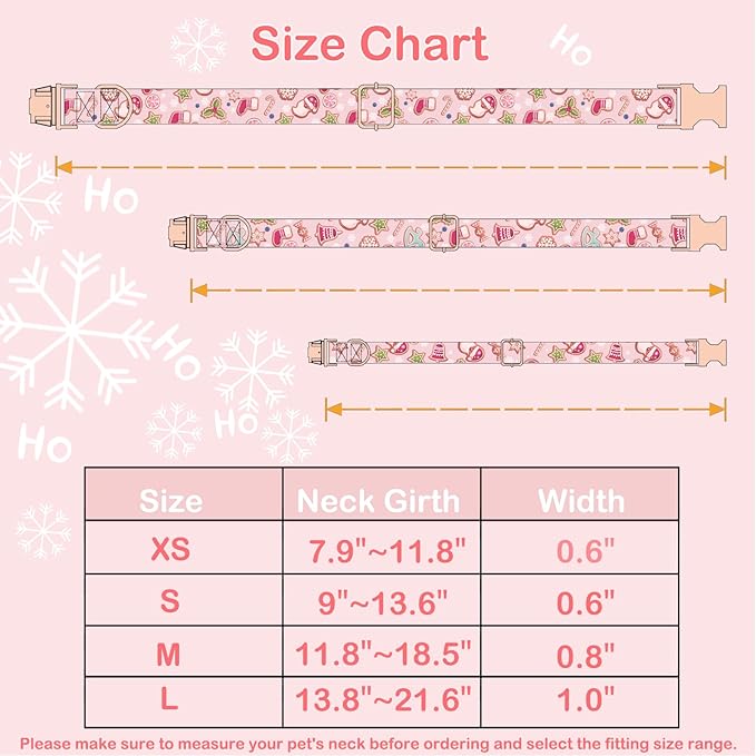 Faygarsle Pink Dog Collar Christmas Design with Bow