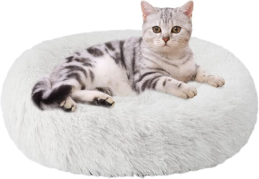 Aurako Cat Bed Dog Bed Round Cushion Pet 16" Milky