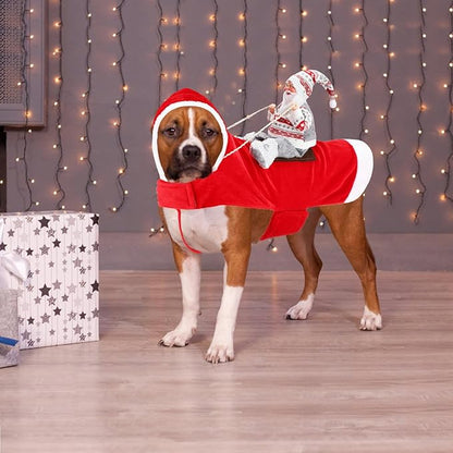 BWOGUE Santa Dog Costume Christmas Pet Clothes Santa Claus Riding Pet Cosplay Costumes Party Dressing up Dogs Cats Outfit for Small Medium Large Dogs Cats