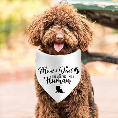 Mom&Dad are Getting Me a Human Dog Bandanas, Pregnancy Announcement Dog Bandanas, Pregnancy Reveal Ideas, Gender Reveal Photo Prop Pet Scarf Accessories (White)