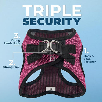 Voyager Step-in Air Dog Harness - All Weather Mesh Step in Vest Harness for Small and Medium Dogs and Cats by Best Pet Supplies - Harness (Fuchsia 2-Tone), XS (Chest: 13-14.5")