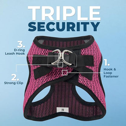 Voyager Step-in Air Dog Harness - All Weather Mesh Step in Vest Harness for Small and Medium Dogs and Cats by Best Pet Supplies - Harness (Fuchsia 2-Tone), L (Chest: 18-20.5")