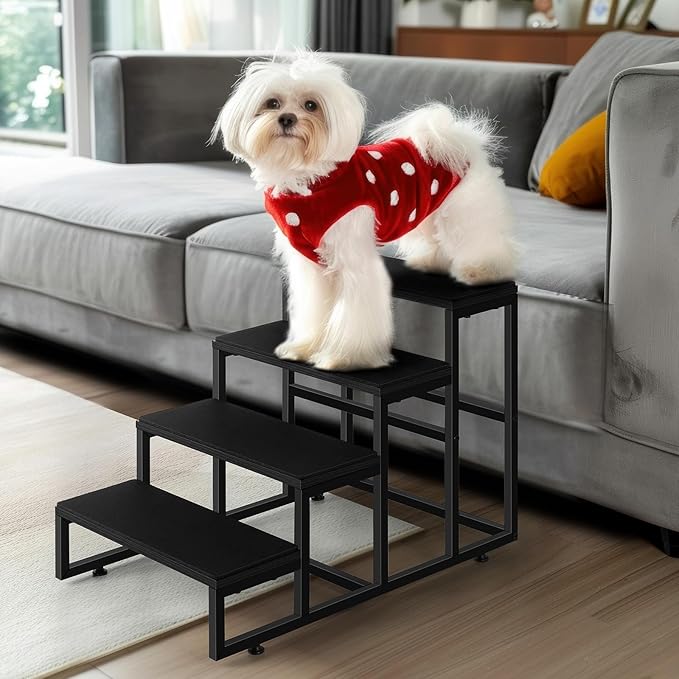 Dog Stairs for Couch Black Dog Steps Ramp for Small Medium Large Dogs 4 Tier Pet Stairs Steps with for Puppy