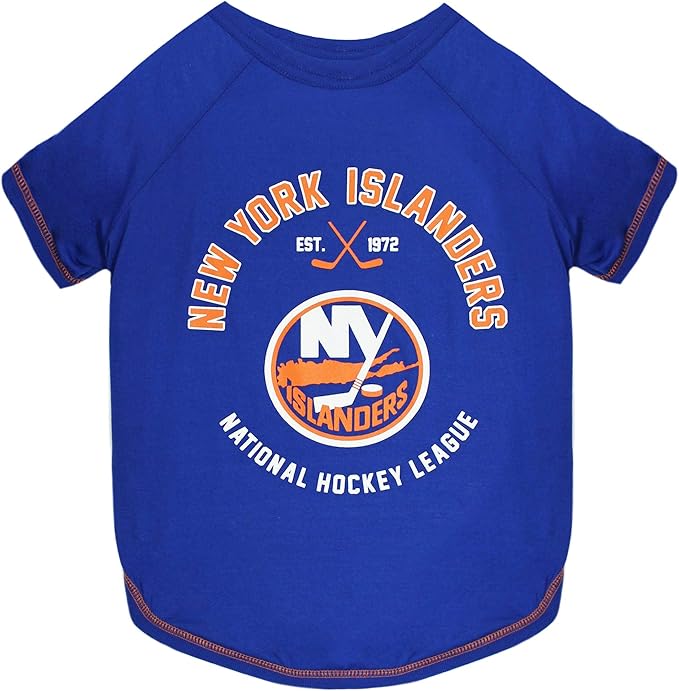 NHL NEW YORK ISLANDERS Tee Shirt for DOGS & CATS, Large. - Are you a HOCKEY FAN? Let your Pet be an NHL FAN too!