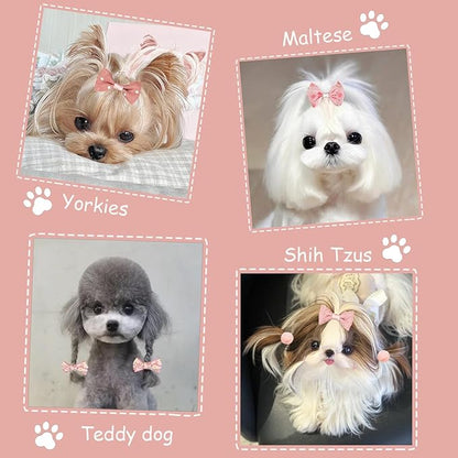 20 Pcs Small Dog Hair Bows with Rubber