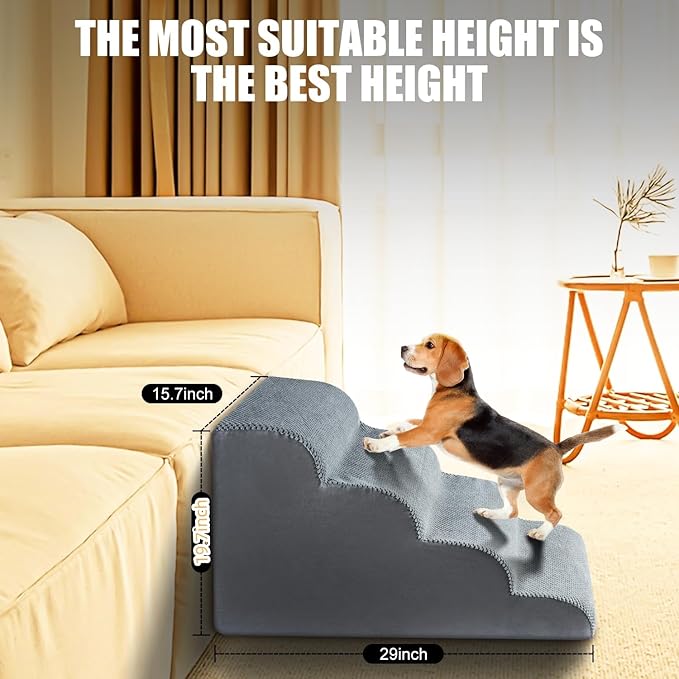 Chic Threads Dog Stairs for High Beds 4-Step Dog
