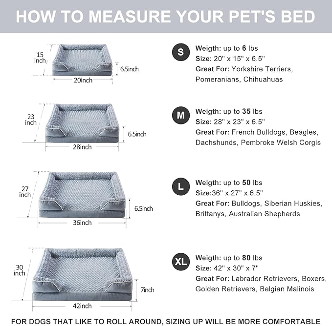 WNPETHOME Dog Beds for Medium Dogs, Washable Dog Bed, Bolster Dog Sofa Bed with Waterproof Lining & Non-Skid Bottom, Orthopedic Egg Foam Dog Couch for Pet Sleeping, Pet Bed for MediumDogs