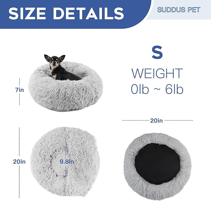 suddus Small Dog Bed with Blanket Attached 20''