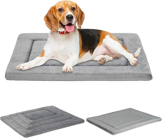 Reversible Dog Crate Pad 70 lbs(Gray)-L 36''x24''x1.1''
