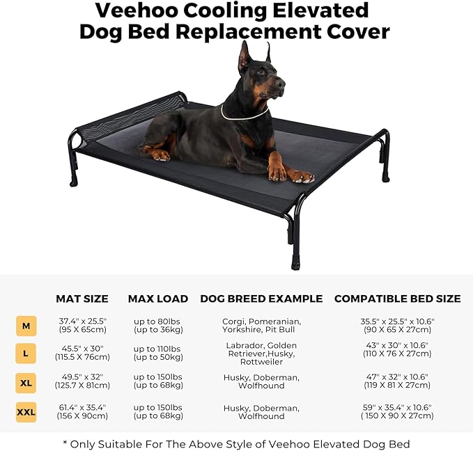 Veehoo Dog Bed Replacement Cover for CWC2204, Size XL, Black