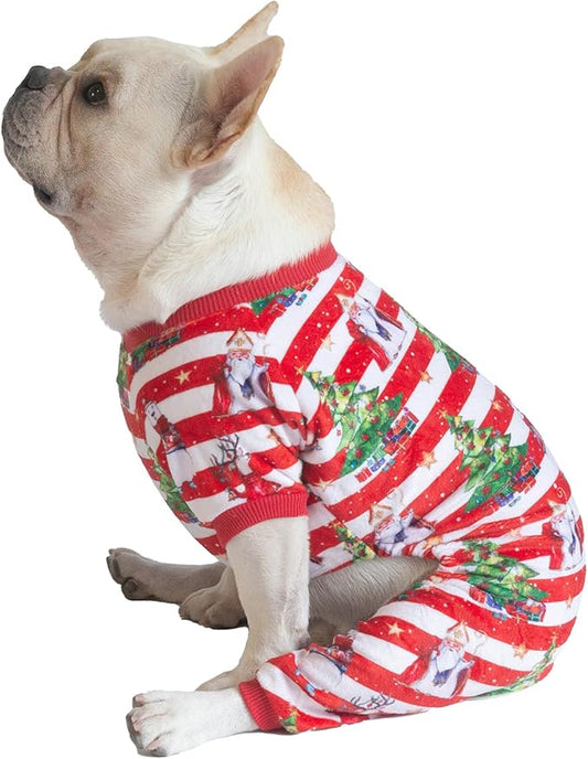 CuteBone Christmas Dog Pajamas Shirt Winter Holiday Cute Pjs Pet Clothes Bodysuit for Doggie Onesies P186L