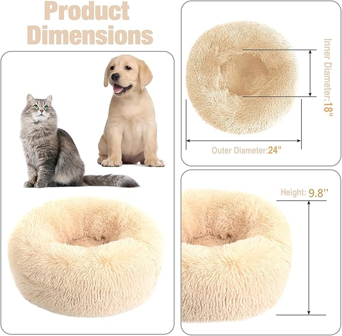 Calming Dog Cat Bed 24" Round,