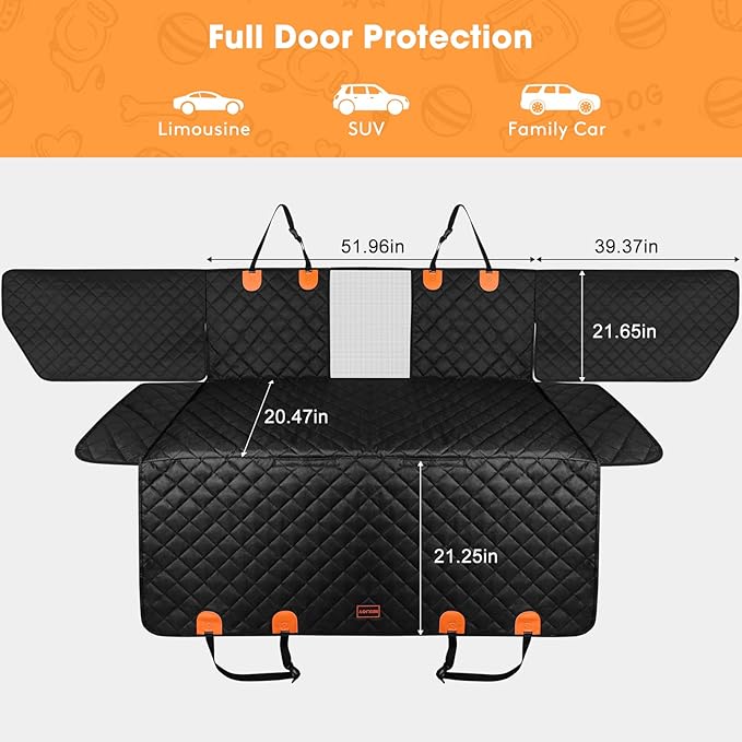 MIXJOY Dog Car Cover for Back Seat and Door Protector Waterproof Dog Seat Covers for Cars 1 Dog